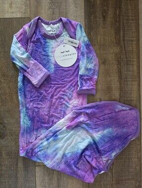 Little Sleepies Purple Blue Tie-Dye Kids Pajama Set - Newborn Size - NWT